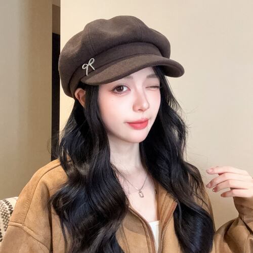 韩系毛呢八角帽女秋冬百搭显脸小