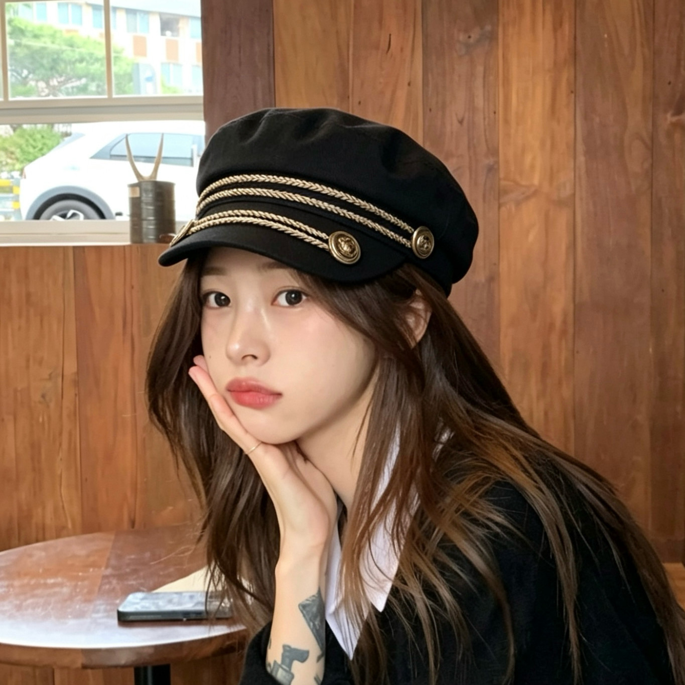 韩版英伦复古拼接鸭舌画家帽子女