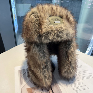 毛绒雷锋帽男女冬季加厚保暖防寒大头围护耳帽户外骑车防风帽子潮