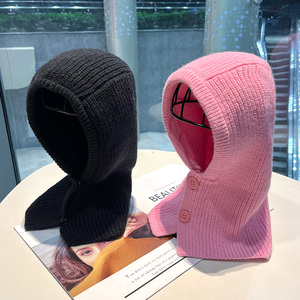 巴拉克拉法帽女秋冬季新款保暖围脖针织帽子女士显脸小包头毛线帽