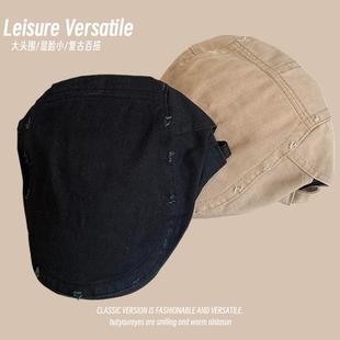 新款复古做旧牛仔前进帽女款春秋季百搭鸭舌帽显脸小报童帽画家帽