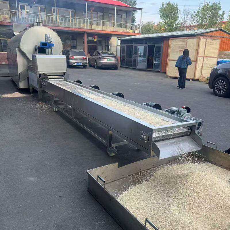 定制大型炒糯米流水线设备 连续式炒米机 商用型电磁炒货机炒米机