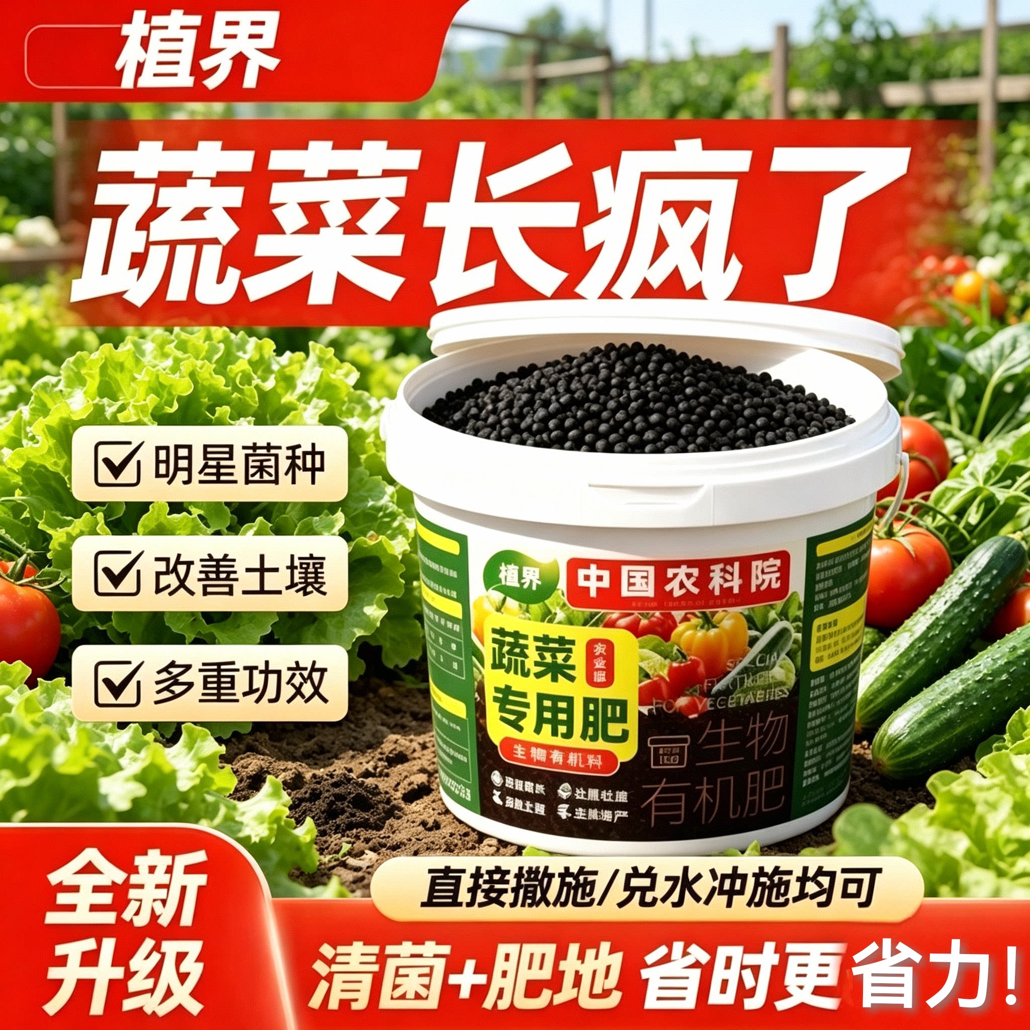 新款蔬菜专用肥料黄瓜西红柿韭菜白菜萝卜果蔬瓜果复合颗粒肥防虫