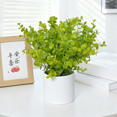 喜莱卡仿真尤加利绿植盆栽室内客厅家居桌面装饰绿植盆景花艺摆件