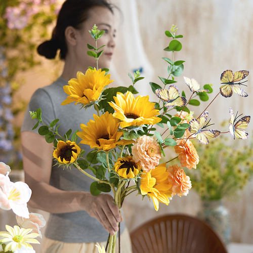 高颜值仿真莫奈花束假花仿真花客厅餐桌装饰网红家居摆件拍照摆花
