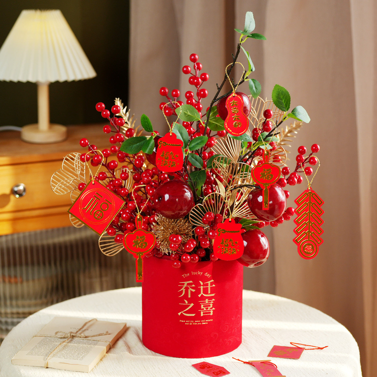 新年装饰摆件春节发财果布置仿真花过年福桶插花年宵花抱抱桶礼物,家居饰品,仿真花/假花,淘宝优惠券,粉丝福利购,淘宝优惠卷