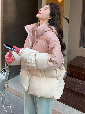 粉色短款渐变羽绒服女小个子2024冬装新款加厚90白鸭绒超好看外套