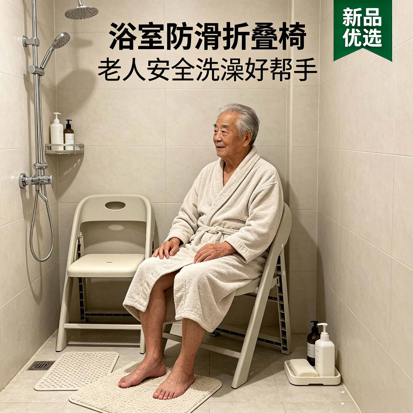 洗澡凳浴室卫生间专用老人孕妇防滑小凳子靠背淋浴折叠不占空间