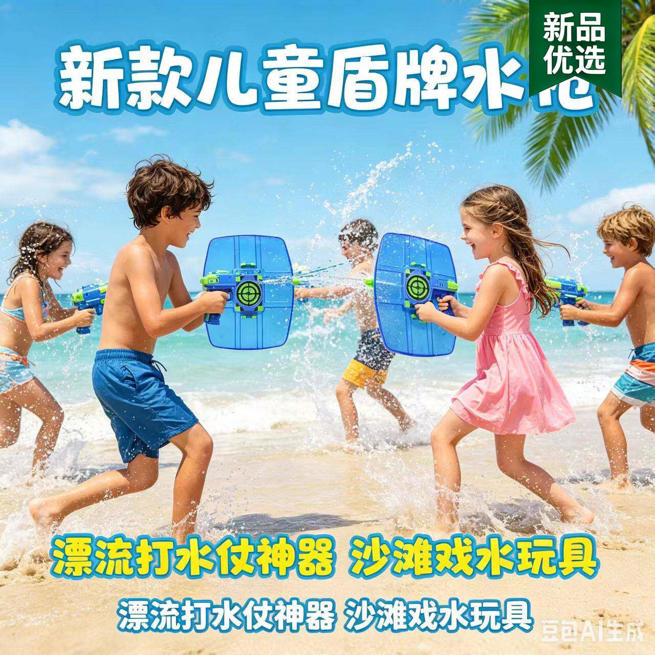 新款儿童盾牌男孩女孩滋呲喷水枪漂流打水仗神器沙滩戏水玩具