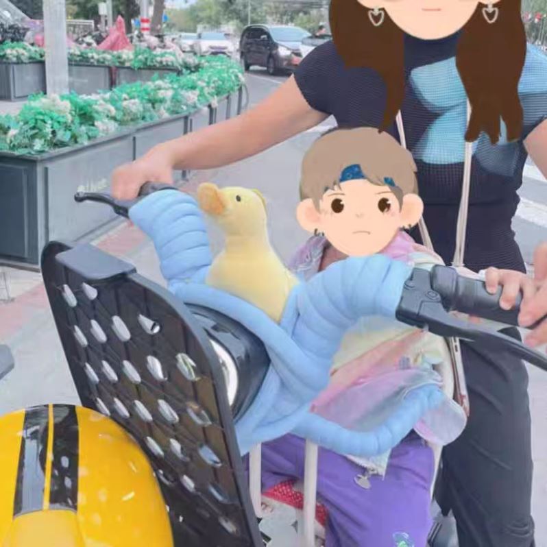 电动车把手防撞头垫编织前置儿童座椅扶手保护套三轮车摩托车装饰