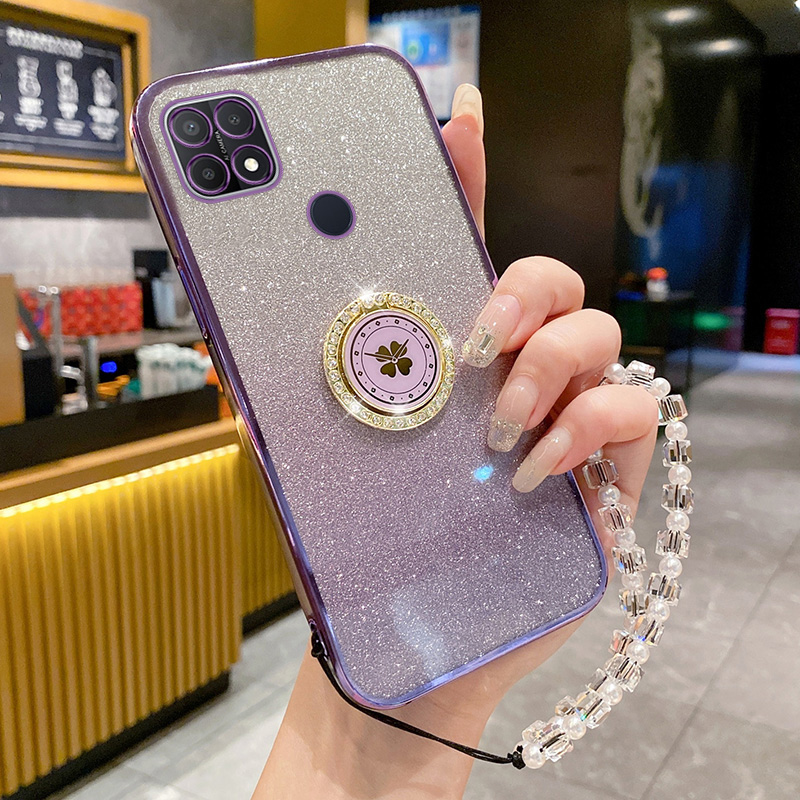 OPPOA35手机壳闪粉水晶手链+支架