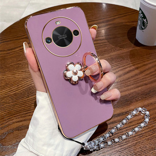 适用华为荣耀x50pro手机壳honor X50pro保护5G硅胶套por花朵支架ALP-AN00全包防摔软壳x5o女带手链pr0小仙风