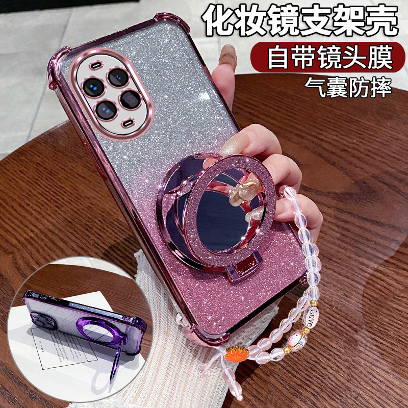 适用华为nova14活力版手机壳nove透明保护套TYR-AL00镜头全包防摔硅胶软壳novo女时尚新款nowa带镜子支架高级