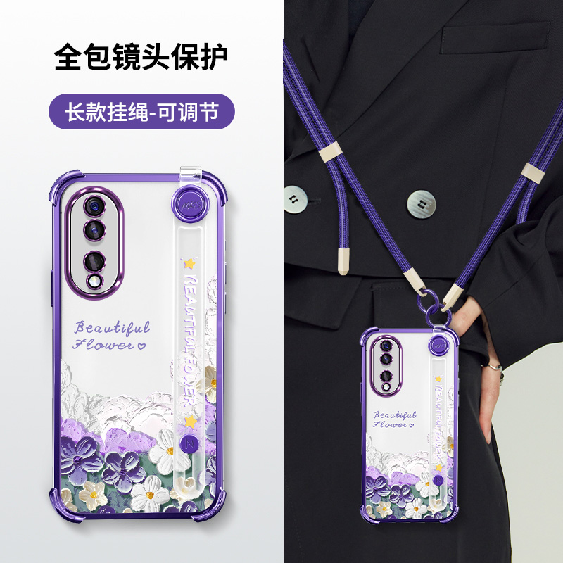 适用华为荣耀90手机壳honor90pro保护硅胶套透明REA一AN00自带镜头膜气囊全包防摔REP腕带挂绳9o软壳por女