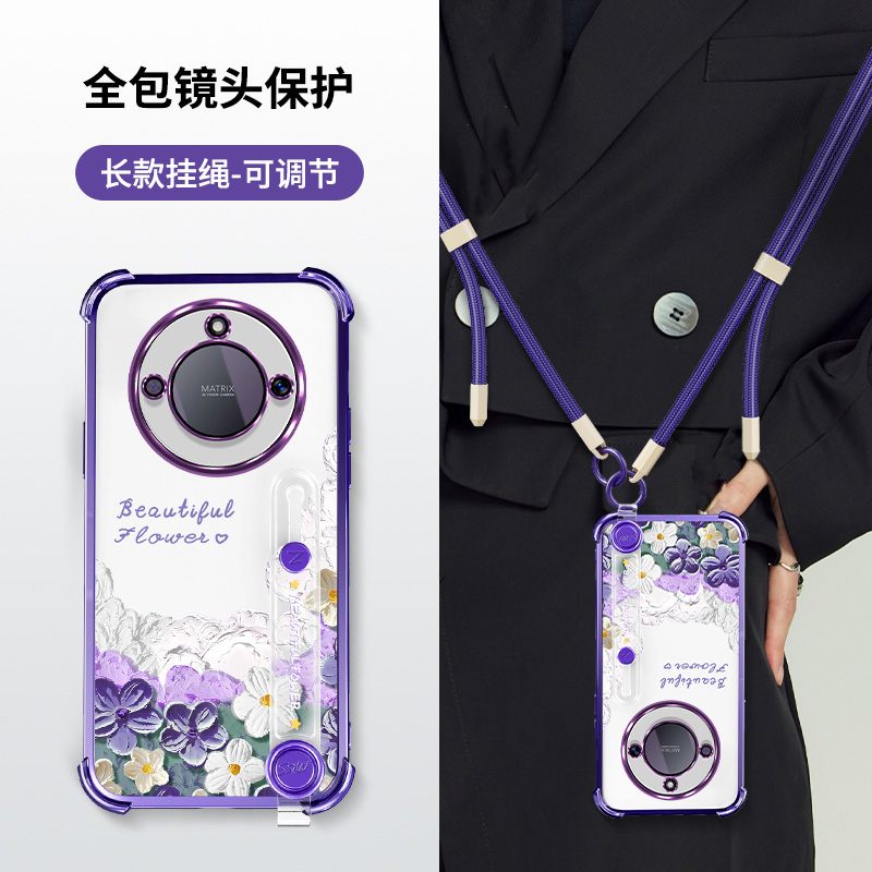适用华为荣耀X40手机壳RMO一AN00透明保护硅胶套honorx40自带镜头膜全包防摔RMOAN软壳女X4o新款腕带斜背挂绳