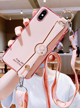 适用于苹果X手机壳iphonexsmax腕带电镀硅胶保护套苹果XS全包苹果XR防摔ins风超薄XS MAX软壳高档网红女潮