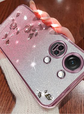 适用一加Ace2V手机壳1+AEC2V天玑版PHP110保护套闪粉玫瑰花oppo硅胶oneplus全包防摔acr时尚opace高档新潮女