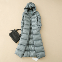 超轻薄羽绒服女长款韩版修身显瘦过膝连帽轻便排骨外套大码便携式