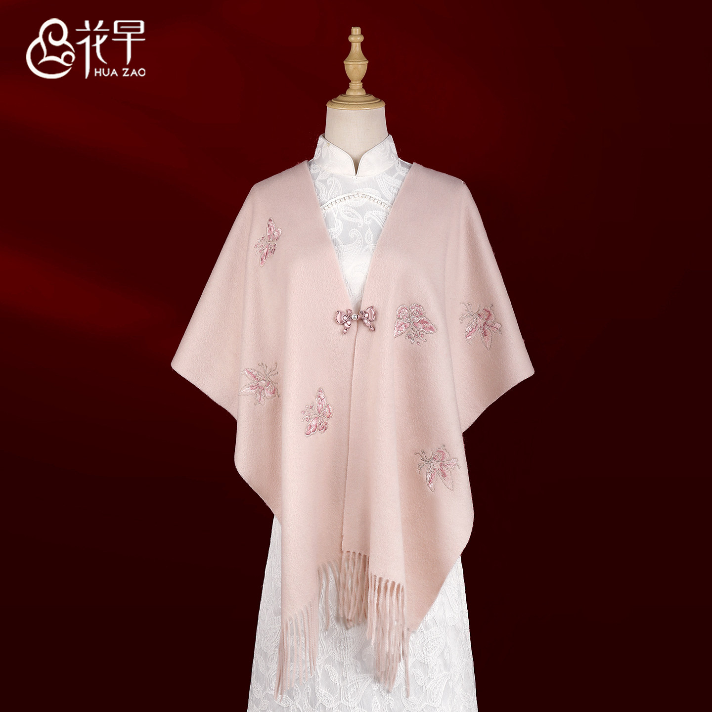 民族风披肩女秋冬护颈旗袍外搭羊毛围巾2026新款中秋节礼物高级感