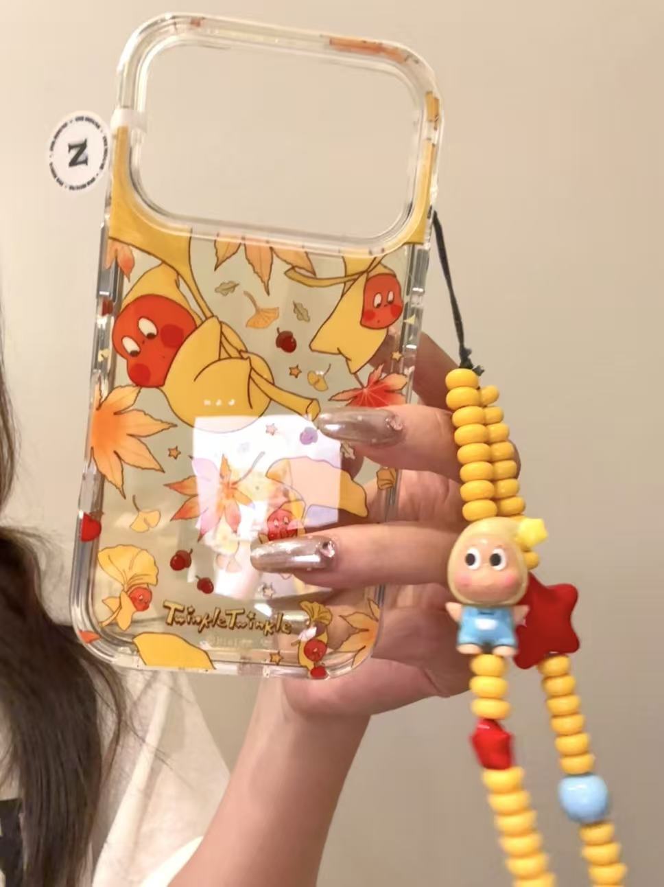 ins秋日透黄枫叶松果星星小男孩适用ihone17promax苹果16pr手机壳 · 苹果16pro 单壳