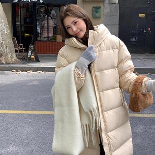 高级宽松羽绒外套2024新款 中长款 加厚白鹅绒羽绒服女冬季 网红同款