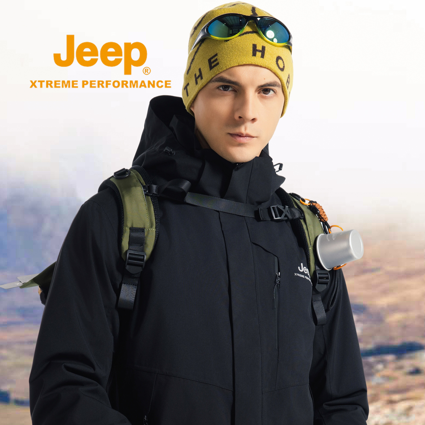 JEEP冲锋衣男冬季户外登山两件套