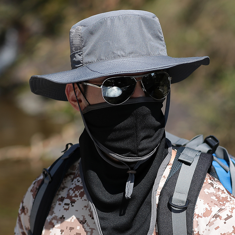 防晒帽遮脸大头围渔夫帽大檐帽子