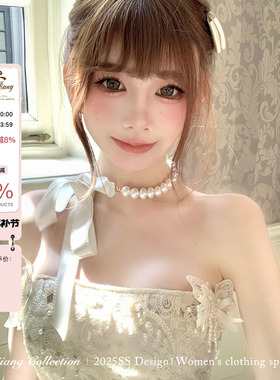 SISI JIANG“缎带珍珠”定制蝴蝶结珍珠项链