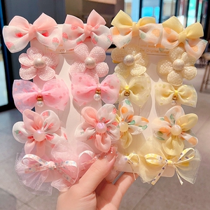 布艺花朵发夹公主女童蝴蝶结头饰儿童碎发夹发饰宝宝花朵bb夹发卡