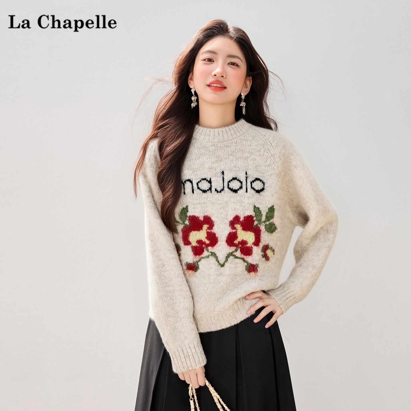 拉夏贝尔时尚气质百搭针织衫女