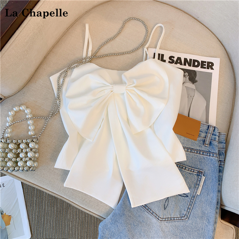 拉夏贝尔/La Chapelle2025夏季辣妹纯欲设计感小众不规则吊带上衣