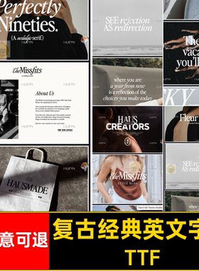 版式经典英文字体衬线TTF复古安装Nineties品牌Perfectly老式杂志