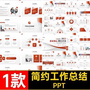 红色简约极简大气月度季度个人部门工作总结计划述职报告PPT模板