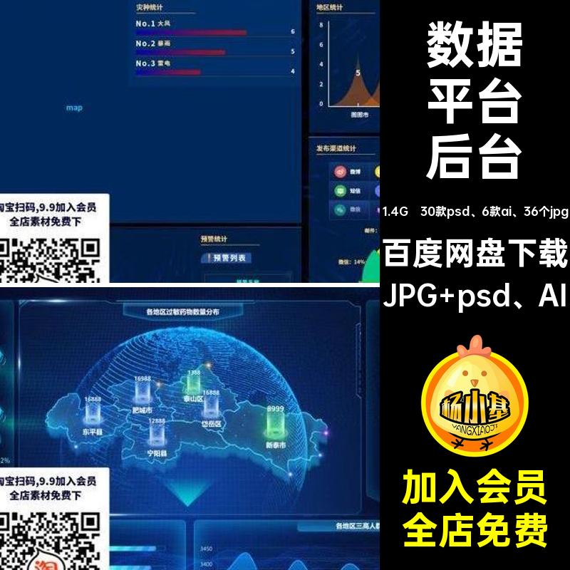 可视化数据插画JPG psd AI首页后台企业平台科技PSDAI管理系统