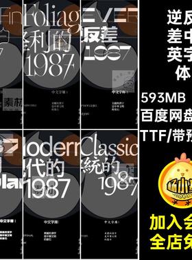 20款衬线中英字体无标题PSAI厚重包潮流海报酸性逆反差TTF设计