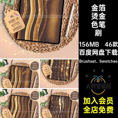 金箔烫金色笔刷画笔质感闪光鎏Brushset Swatches涂平板ipad插