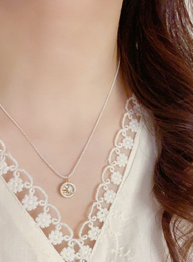 春季新款微镶八芒星星空项链女个性轻奢百搭感颈链时尚锁骨链