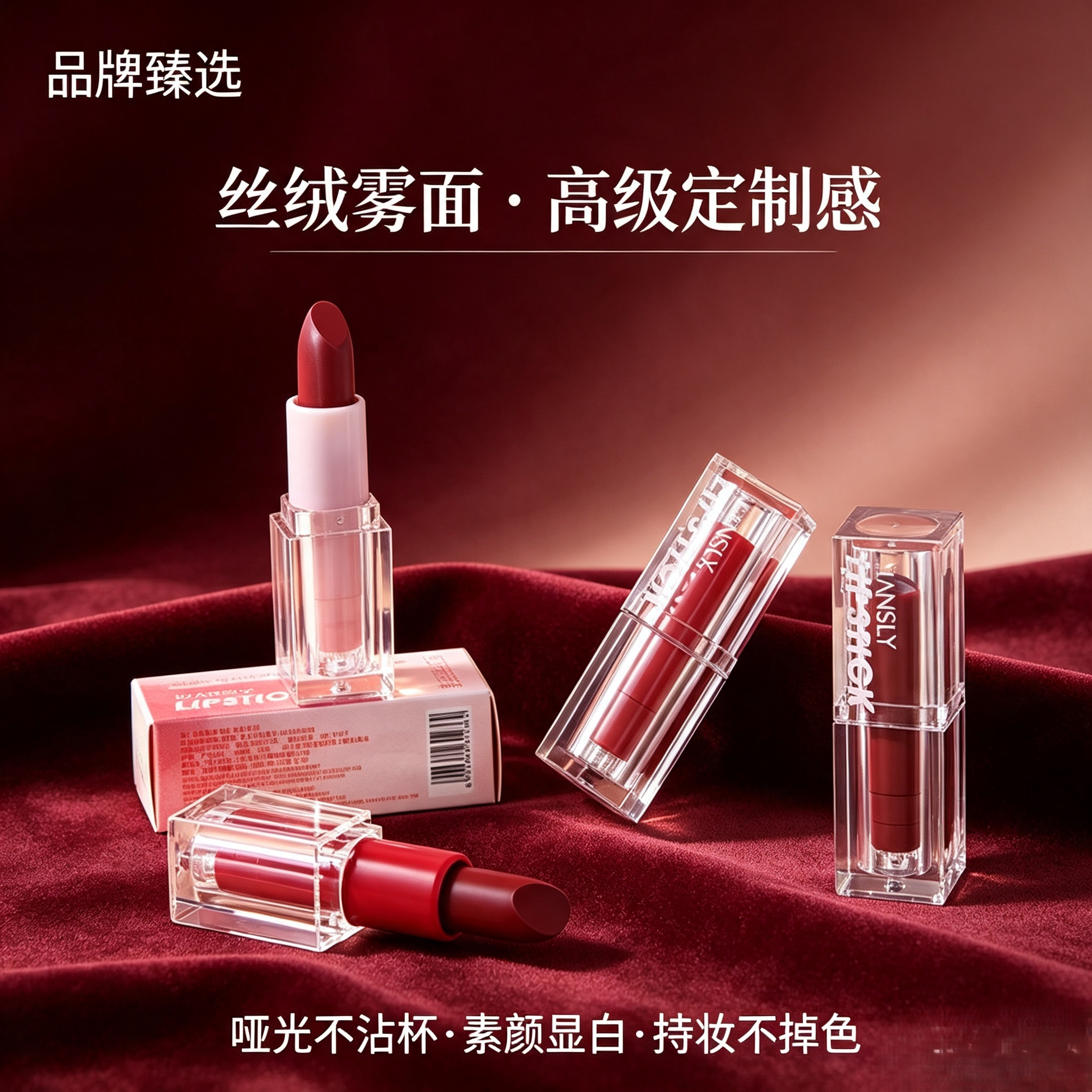 曼诗丽雾面丝绒口红不沾杯显白