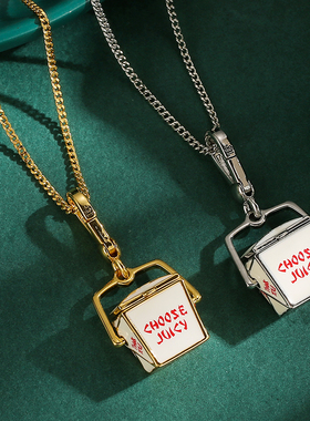 珐琅釉可打开外卖盒子吊坠