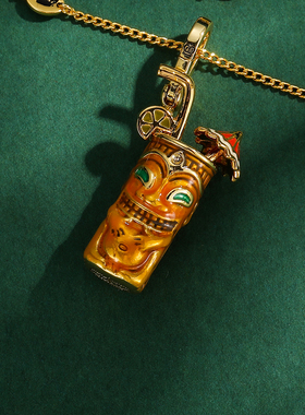 珐琅釉夏威夷神像杯子吊坠项链