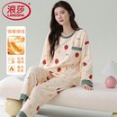 卡通可爱薄绒家居服套装 浪莎双面德绒睡衣女磨毛秋冬季 2025年新款