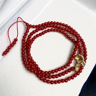 天然科西卡红珊瑚s925银手链手串3.7mm原色宝石阿卡沙丁牛血红速