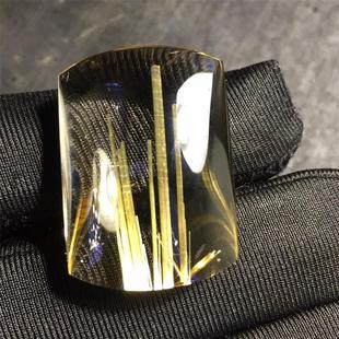 天然水晶金发晶巴西板钛晶猫眼平安无事牌吊坠项链11.5g原矿邮