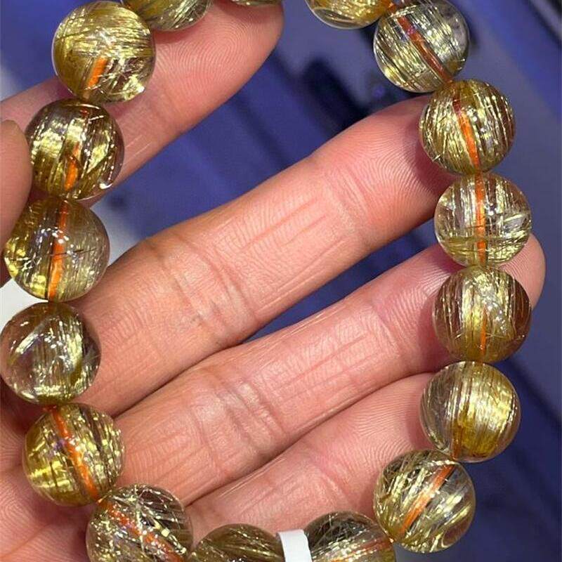 巴西天然水晶金发晶顺发晶手链手串晶体干净晶莹剔透12+毫米速