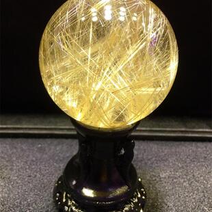 5.5cm天然黄钛晶球摆件巴西金发晶钛晶板钛猫眼原矿顺发水晶邮