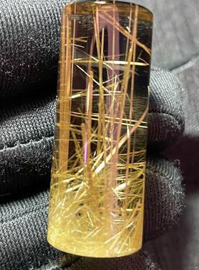 天然水晶原矿板钛晶金发晶顺发猫眼转运圆柱印章吊坠项链18克夸