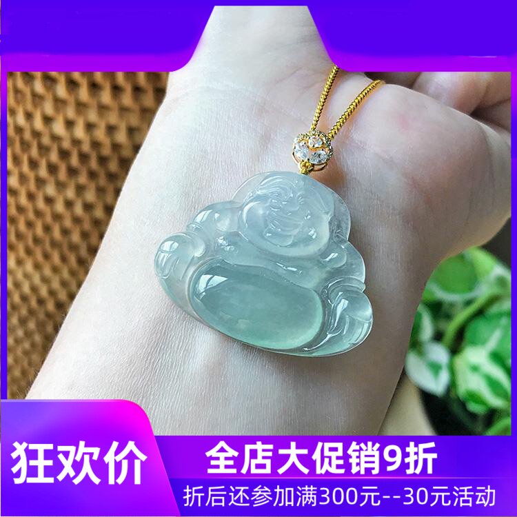 一物一图大佛公 缅甸天然老坑A货翡翠佛公冰种晴水起光弥勒佛
