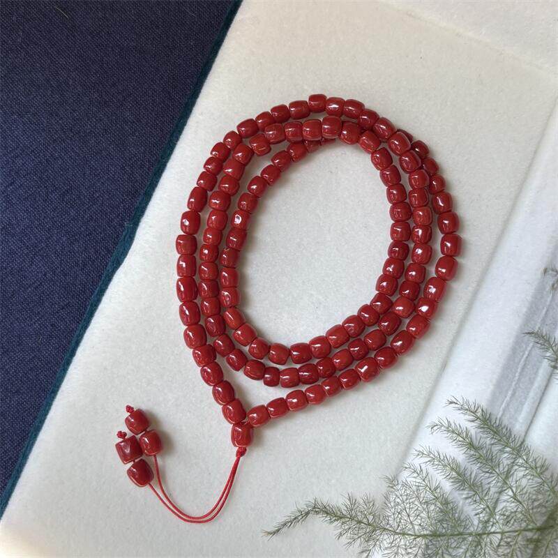 天然科西卡珊瑚老型项链手链手串5mm有机宝石阿卡沙丁深牛血红