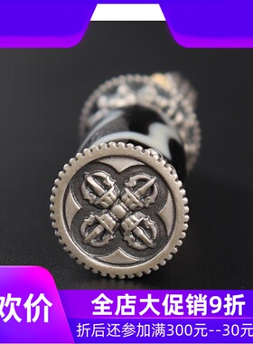 藏式设计925银扎基拉姆镶嵌三眼天珠挂坠 藏传财神配饰 项链吊坠q