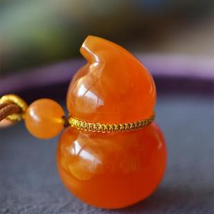天然俄料原矿红心蜜糖葫芦女款 项链吊坠15.2克无优化无烤色琥珀凯
